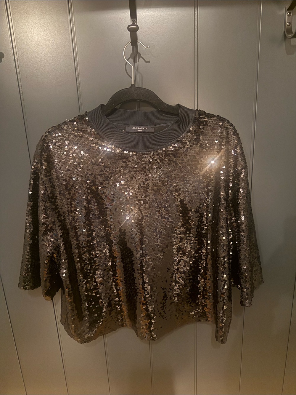 🖤 AllSaints Black Sequin Jeula Oversized Tshirt 🖤 - Picture 6 of 14